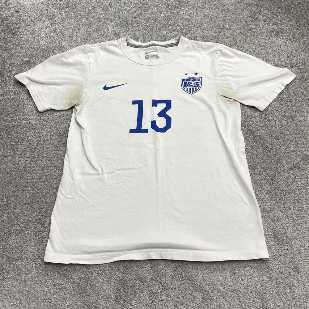 Nike Regular Fit Alex Morgan #13 US Soccer T-Shirt Women Small White Graphic Tee